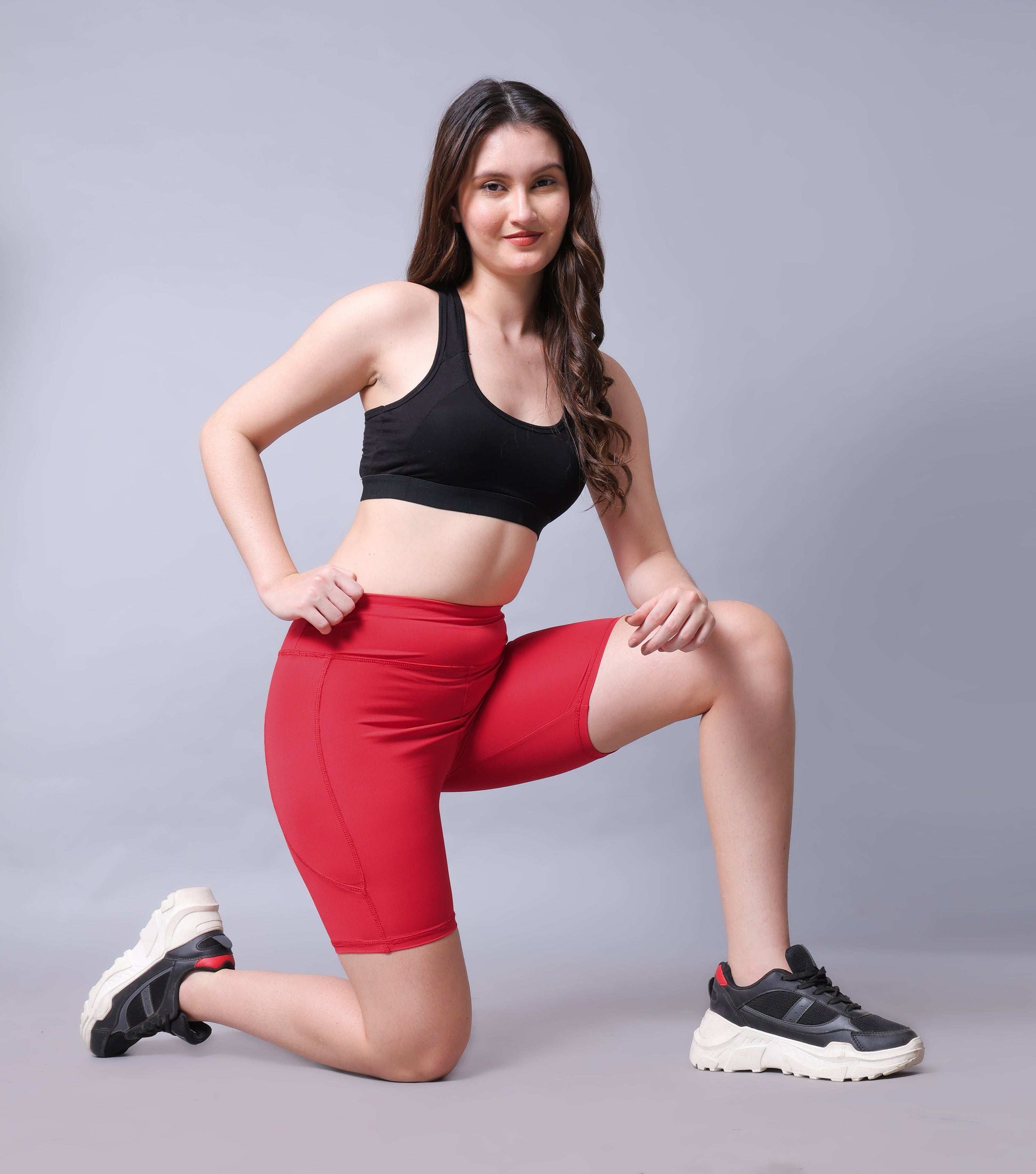 Mid Waist Stretch Fit Cycling Shorts
