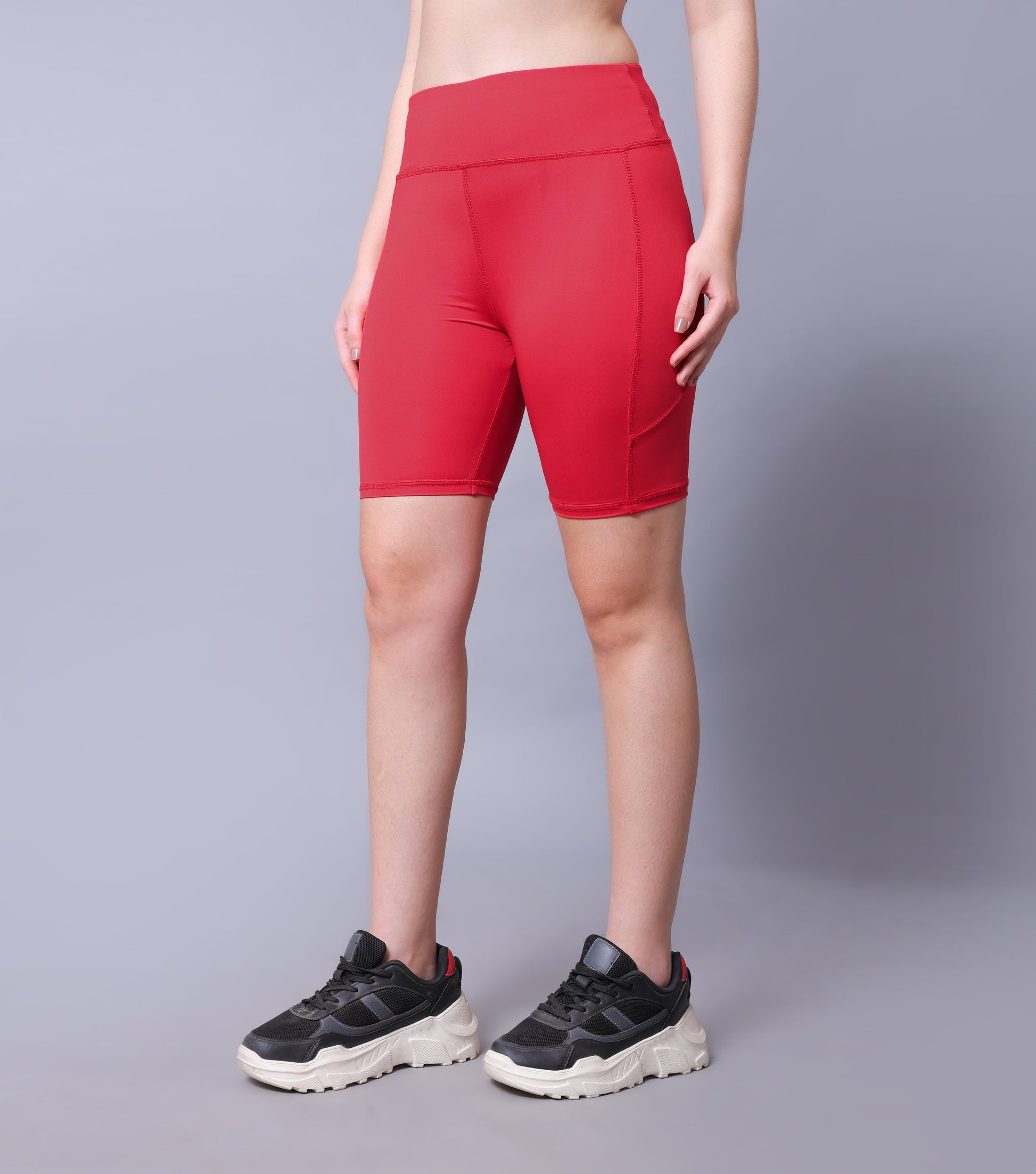 Mid Waist Stretch Fit Cycling Shorts