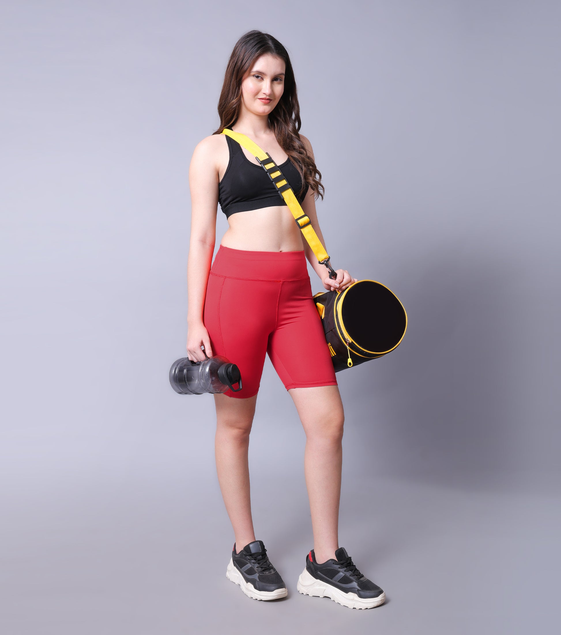 Mid Waist Stretch Fit Cycling Shorts