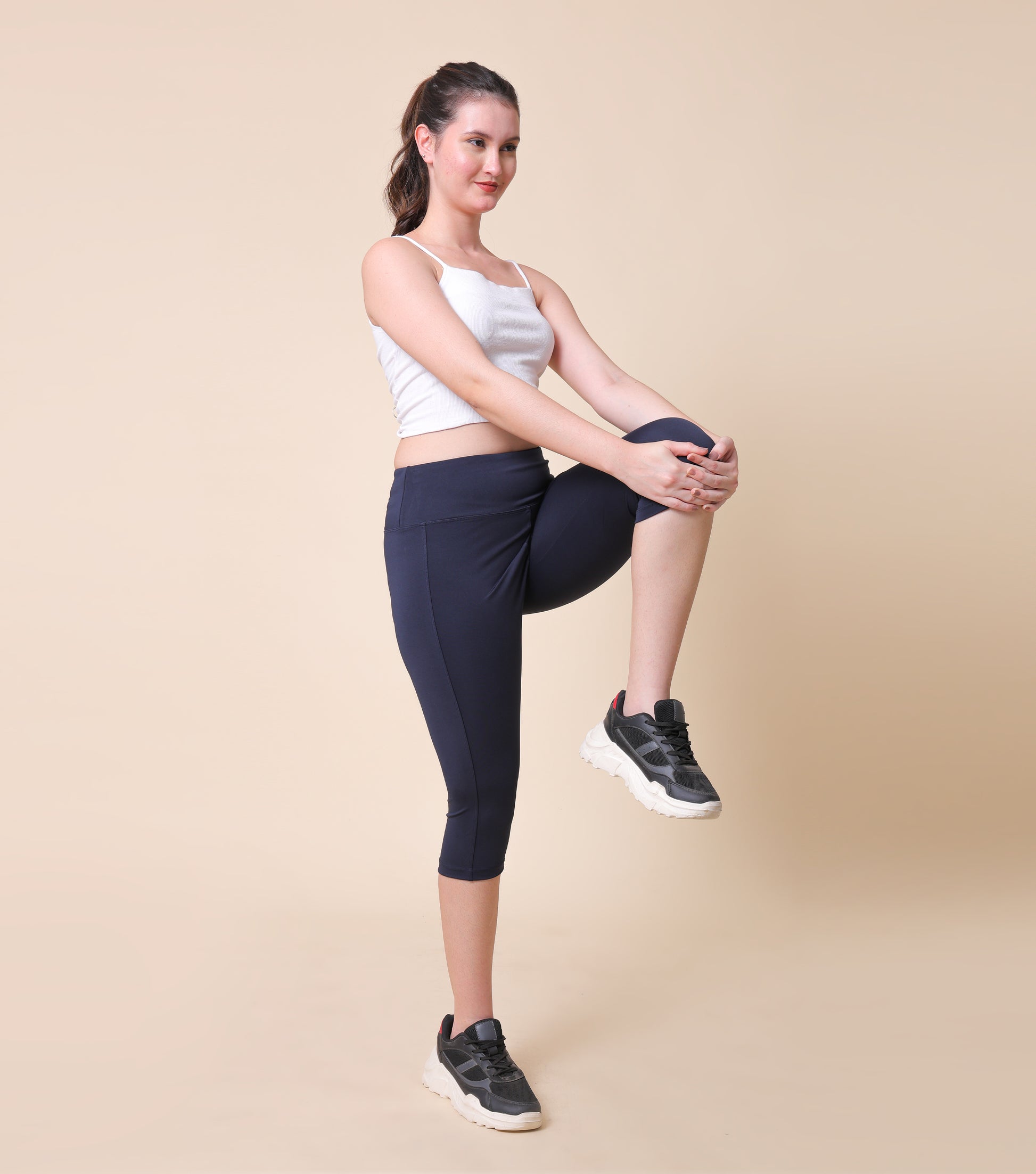 High Waist Stretch Slim Fit Capris