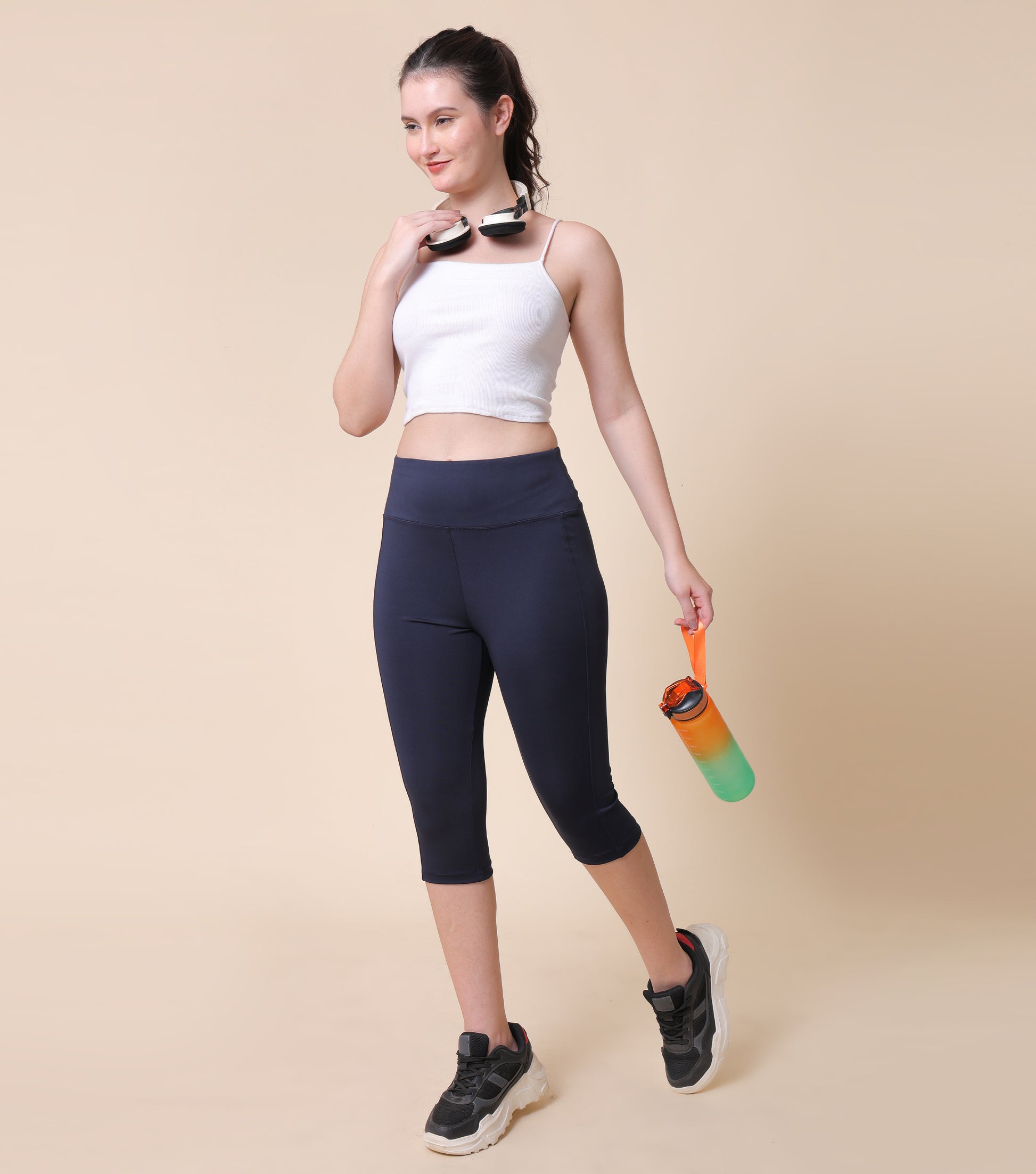High Waist Stretch Slim Fit Capris
