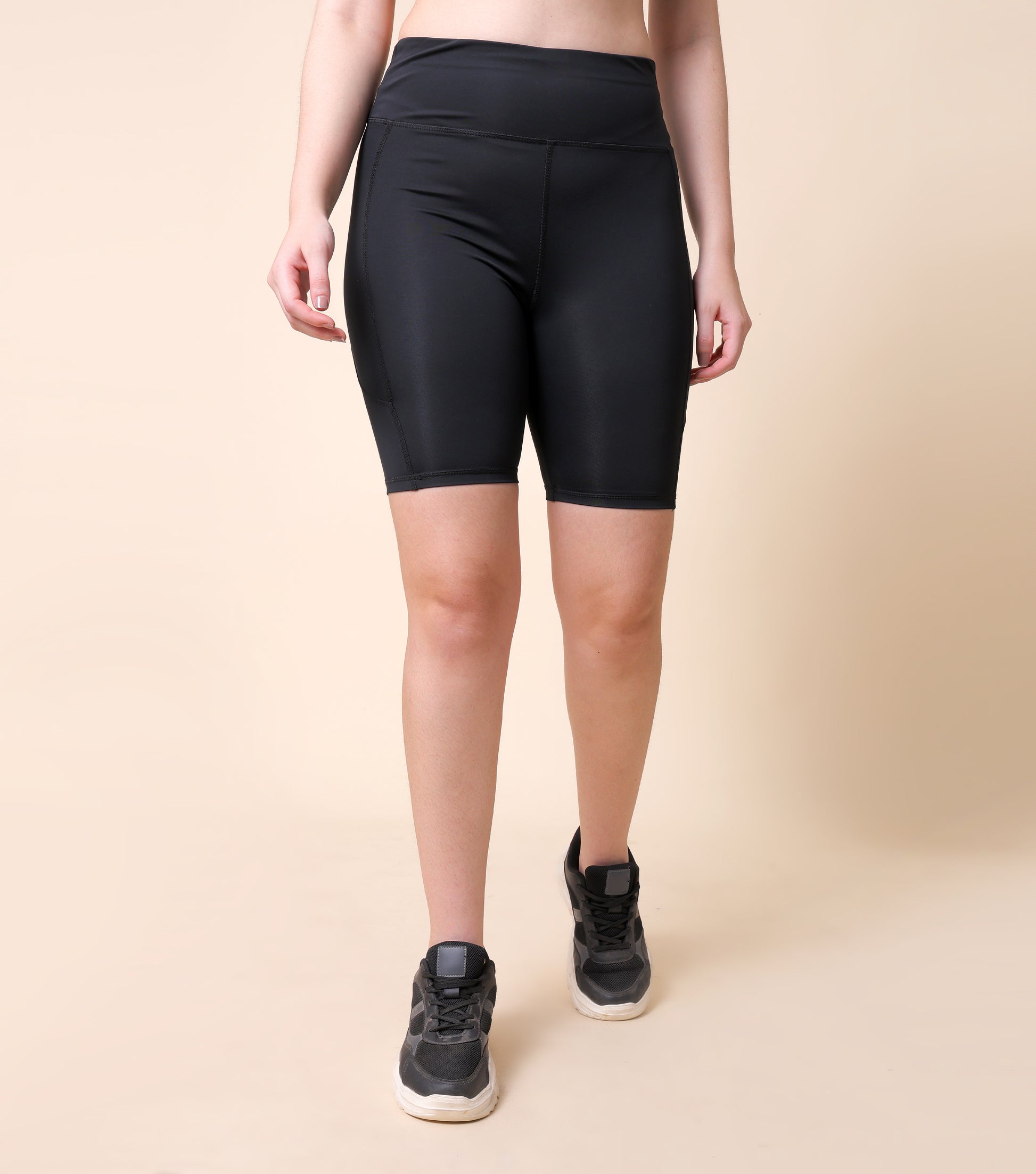 Mid Waist Stretch Fit Cycling Shorts