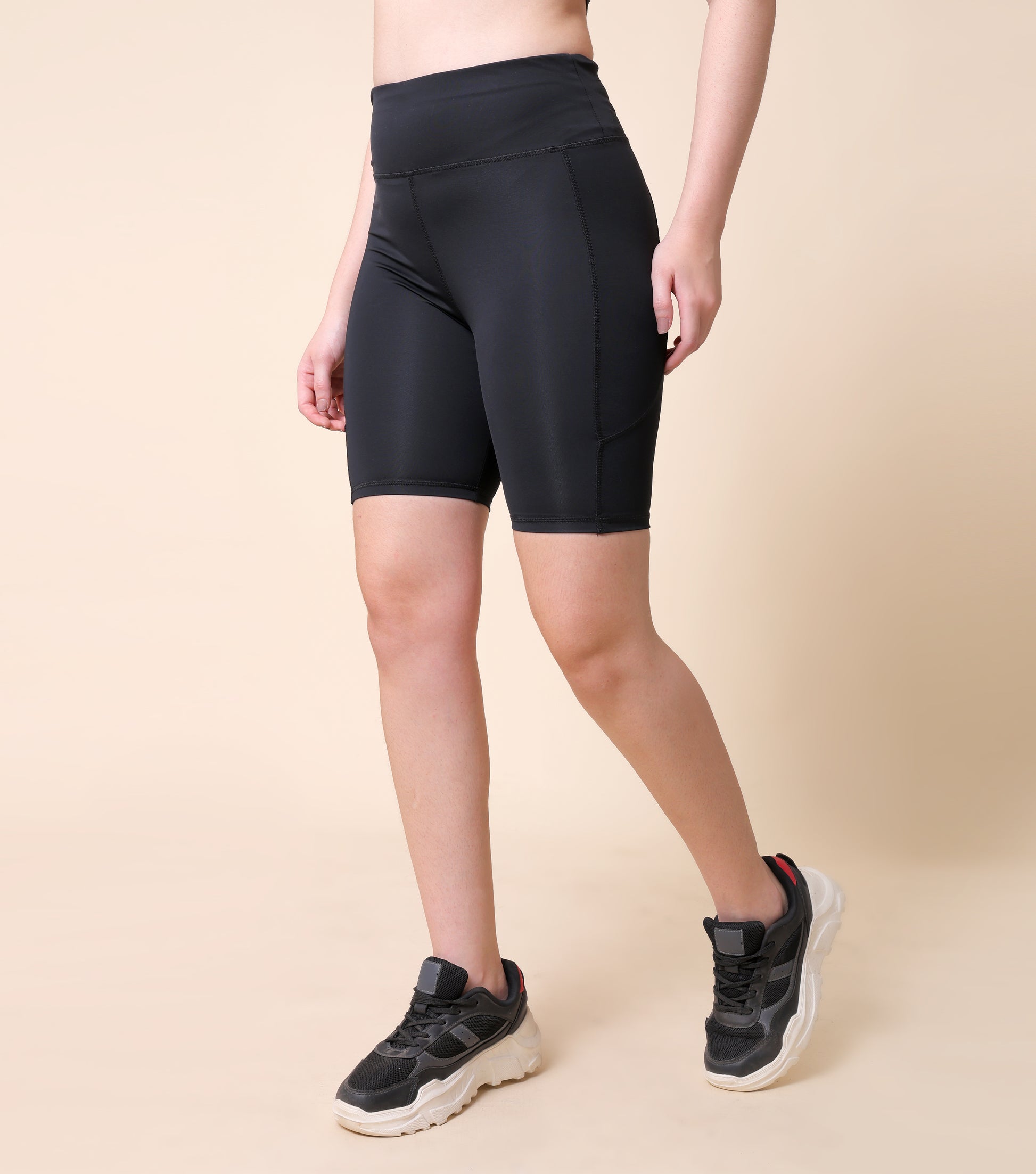 Mid Waist Stretch Fit Cycling Shorts