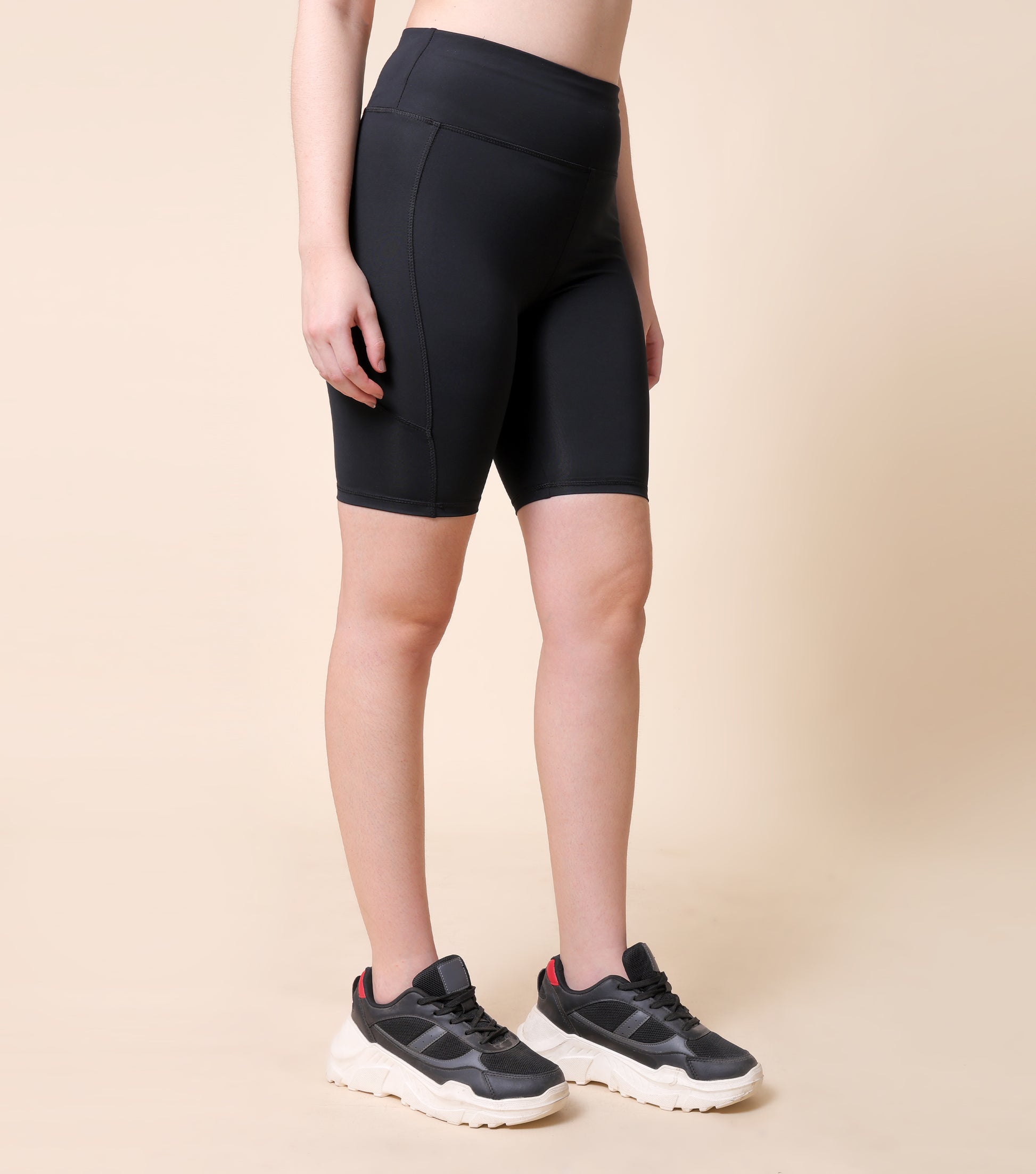 Mid Waist Stretch Fit Cycling Shorts
