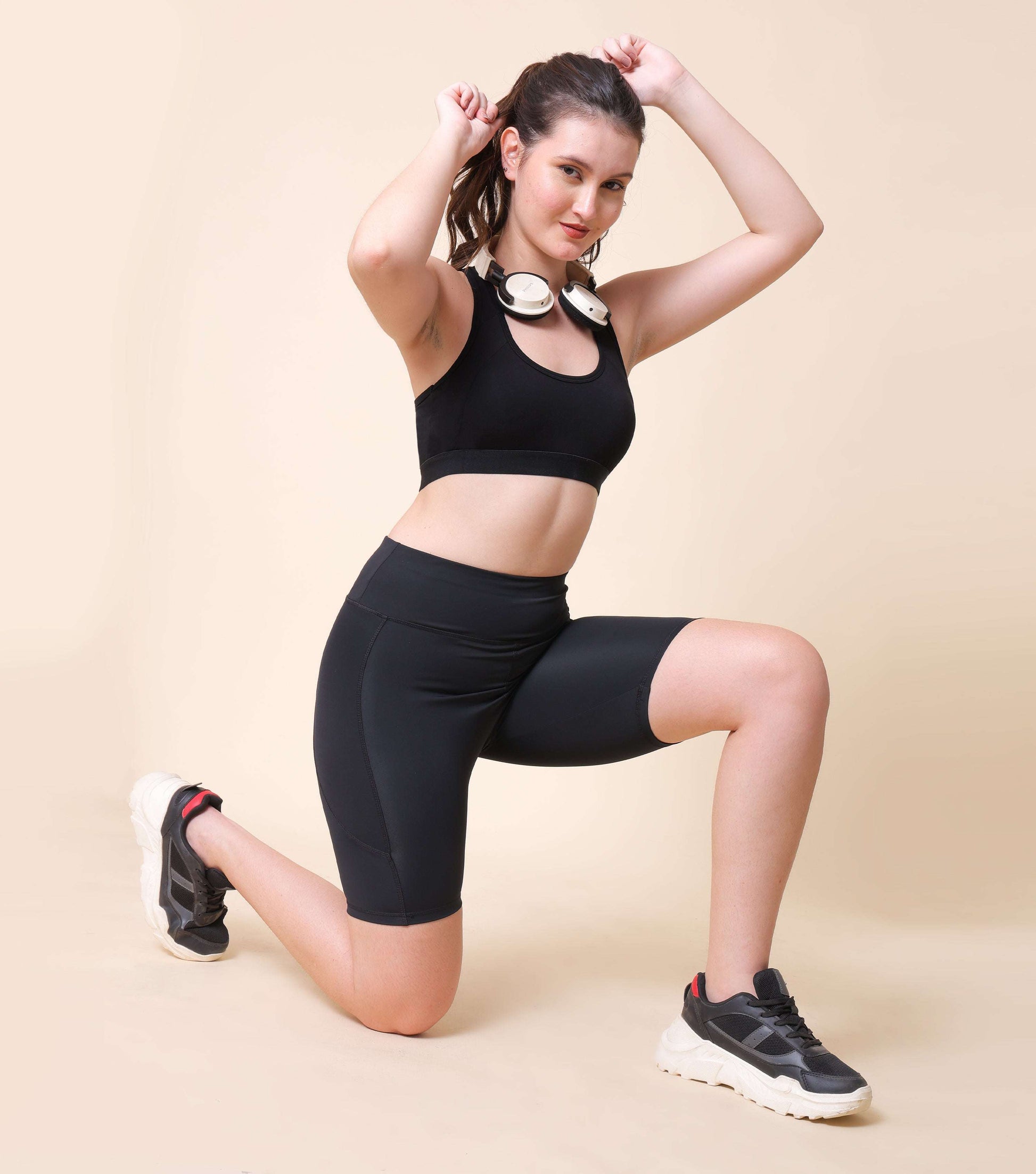 Mid Waist Stretch Fit Cycling Shorts