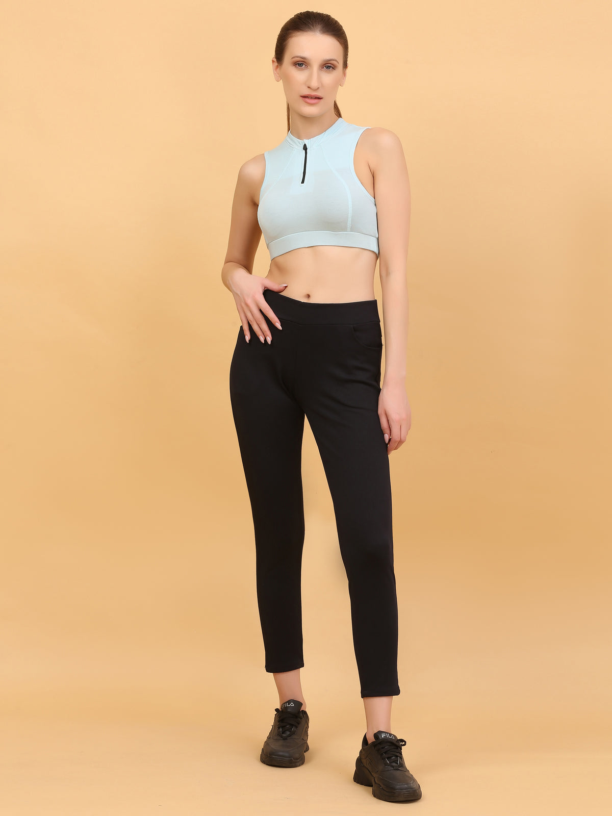 Front Zip Racerback Sports Bra