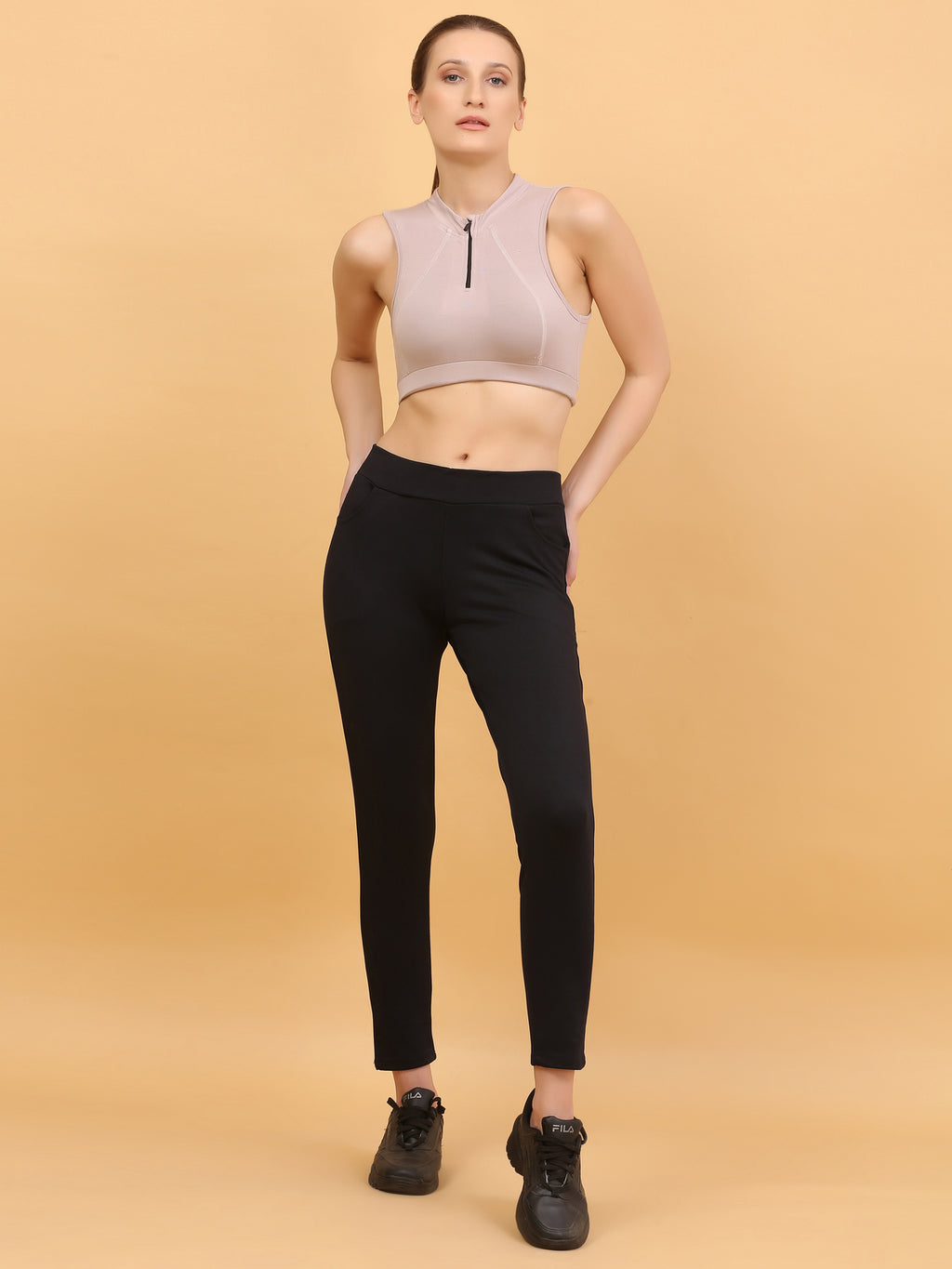 Front Zip Racerback Sports Bra