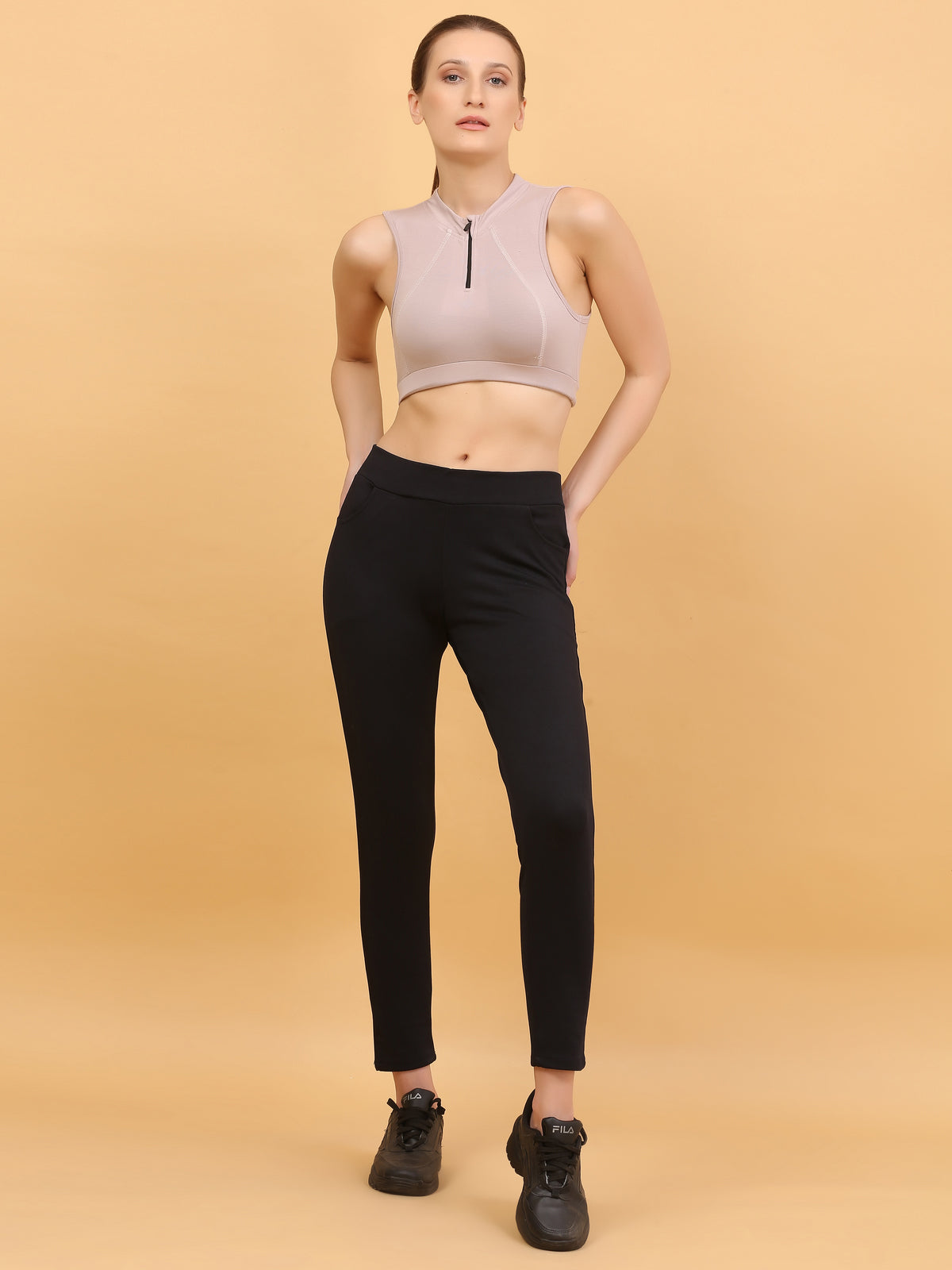 Front Zip Racerback Sports Bra