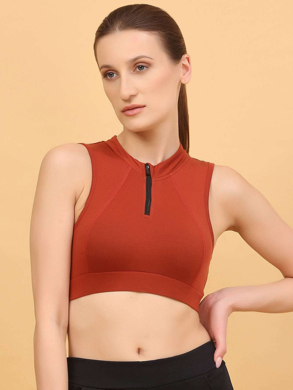 Front Zip Racerback Sports Bra
