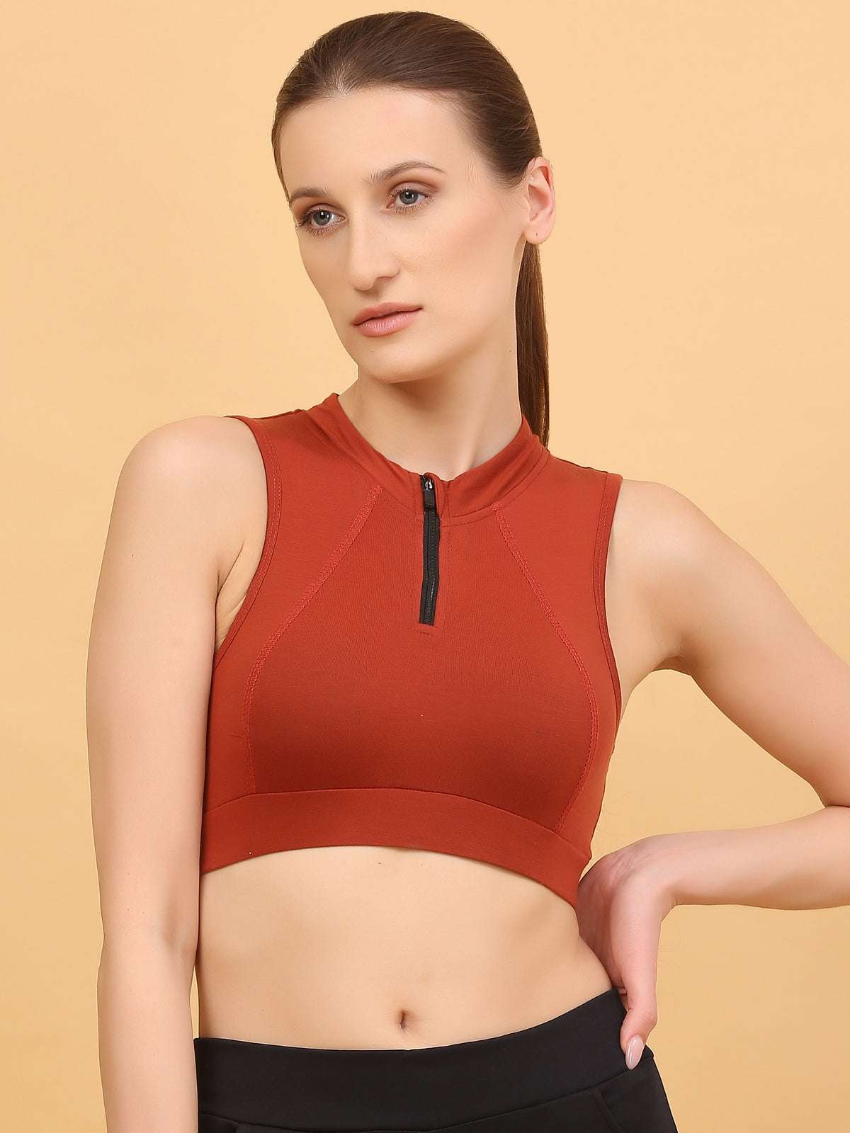 Front Zip Racerback Sports Bra