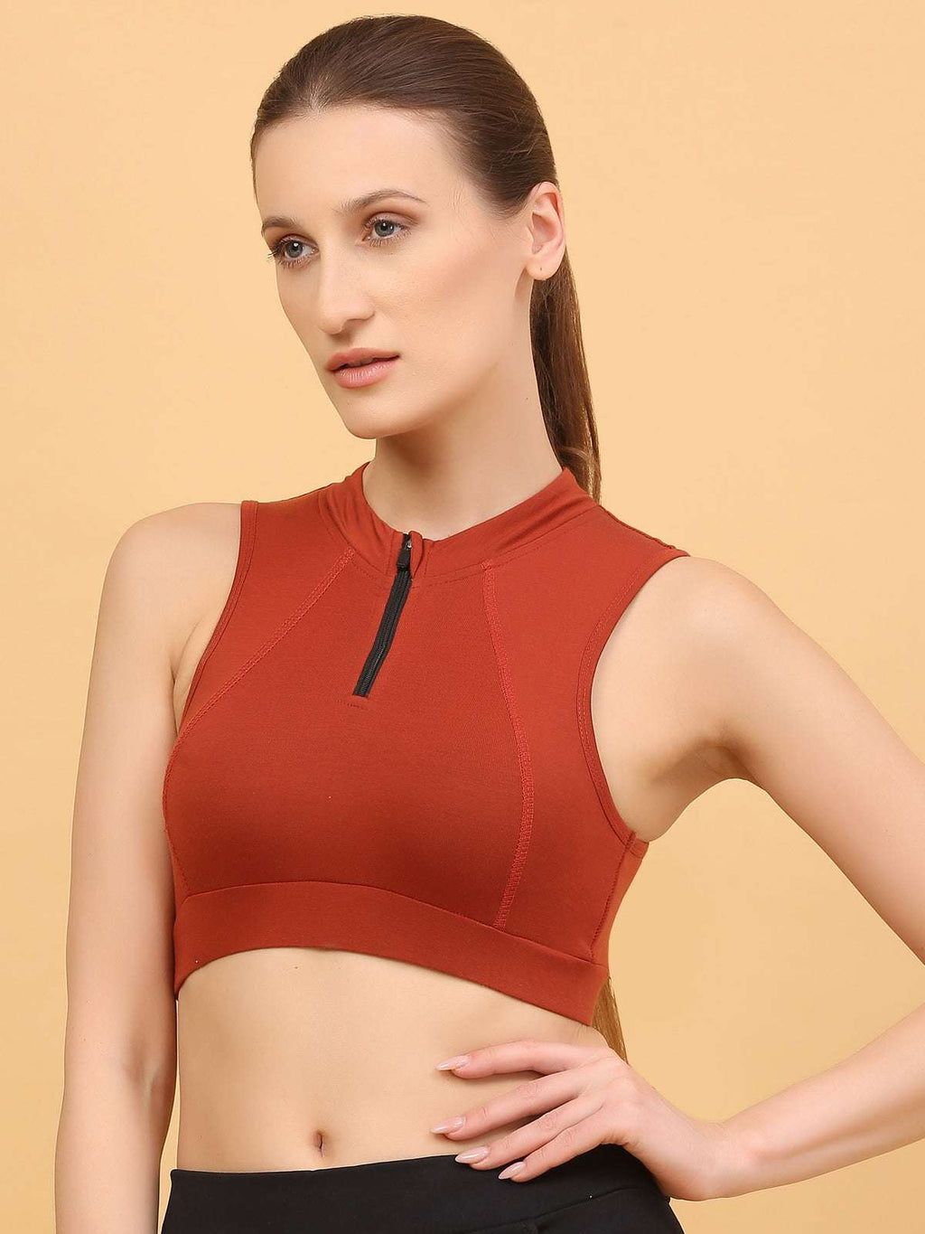 Front Zip Racerback Sports Bra