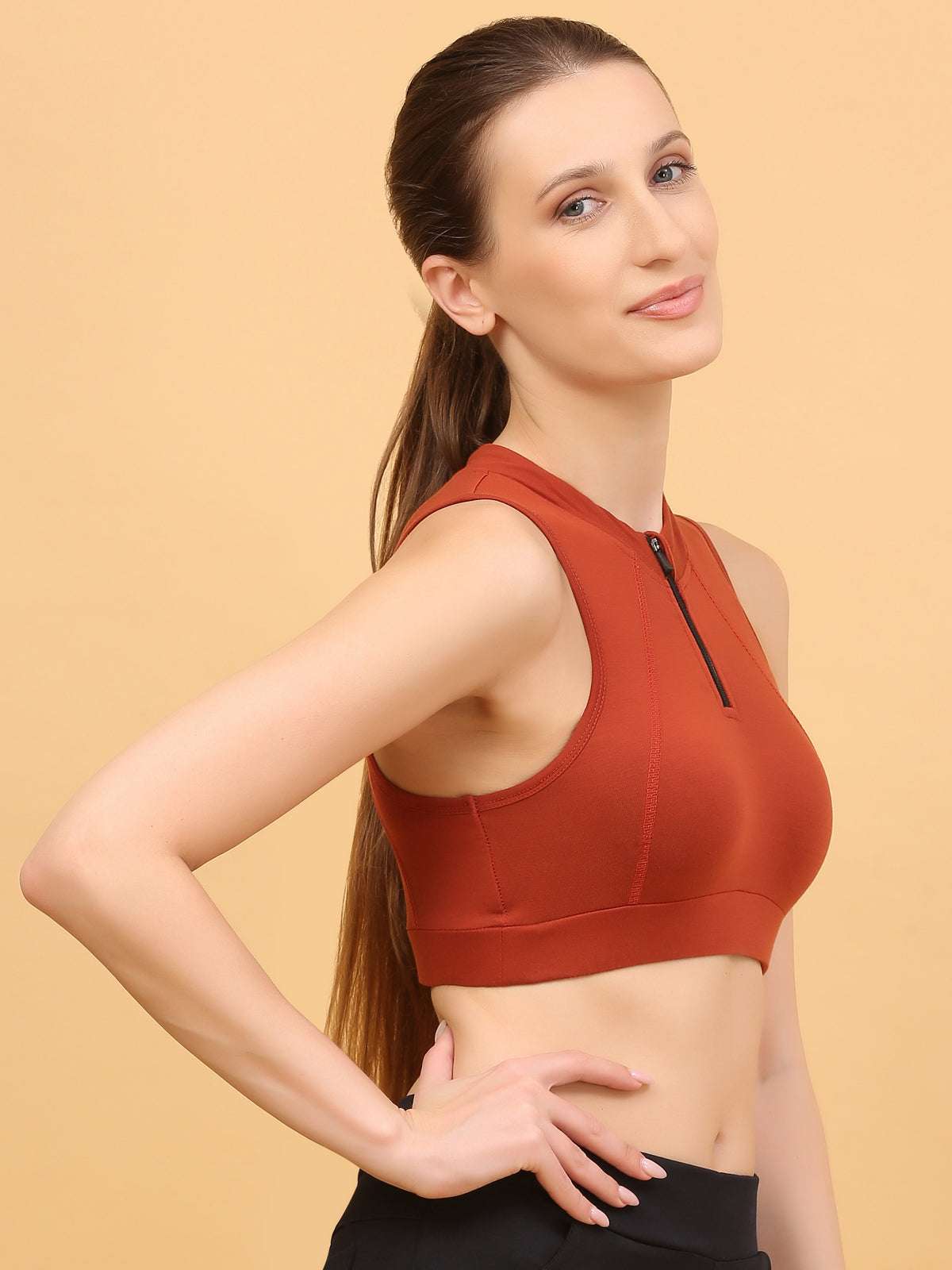 Front Zip Racerback Sports Bra