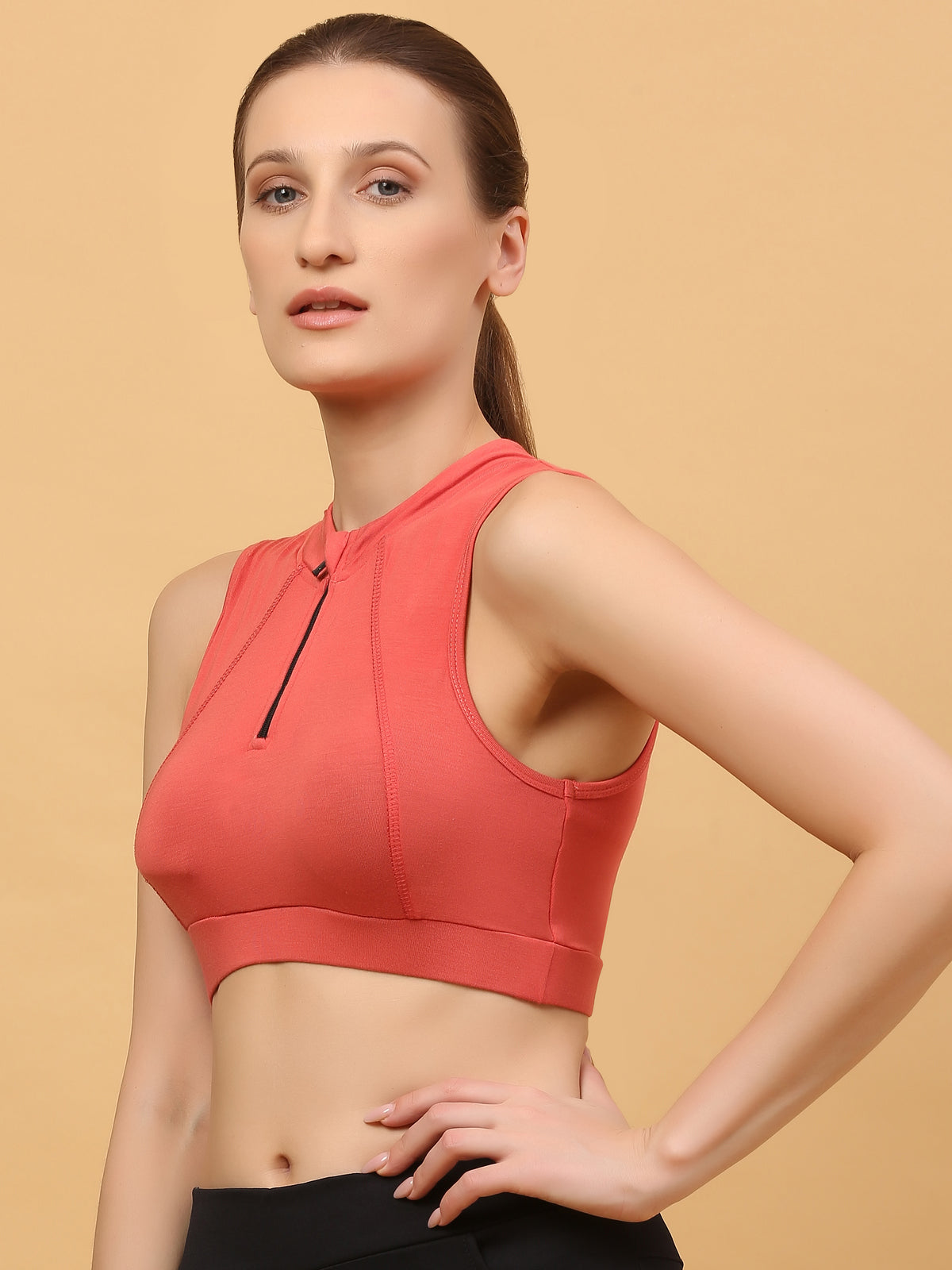 Front Zip Racerback Sports Bra