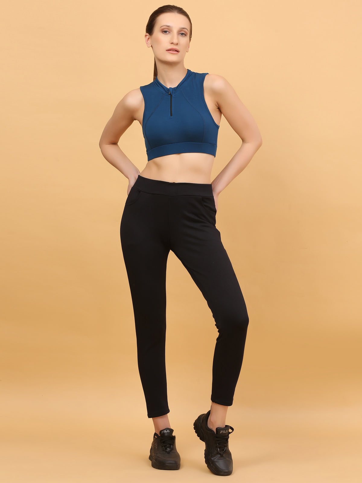 Front Zip Racerback Sports Bra