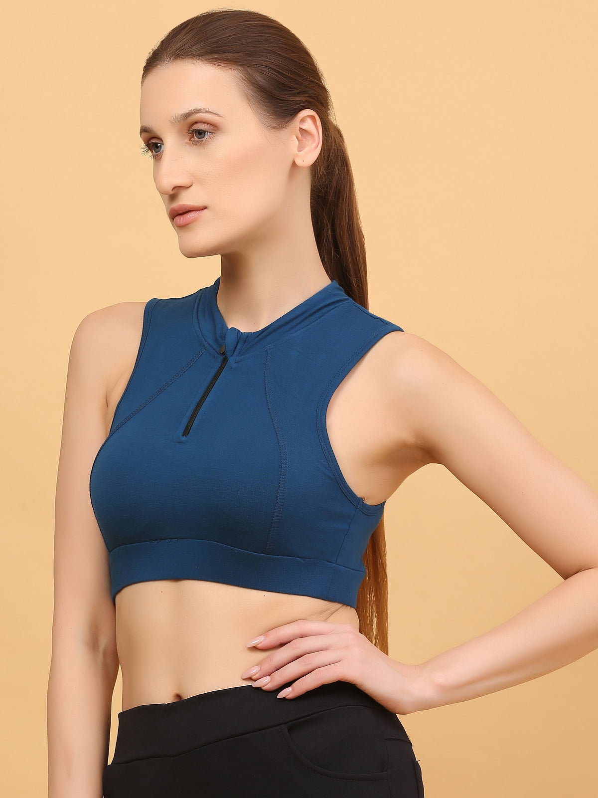 Front Zip Racerback Sports Bra