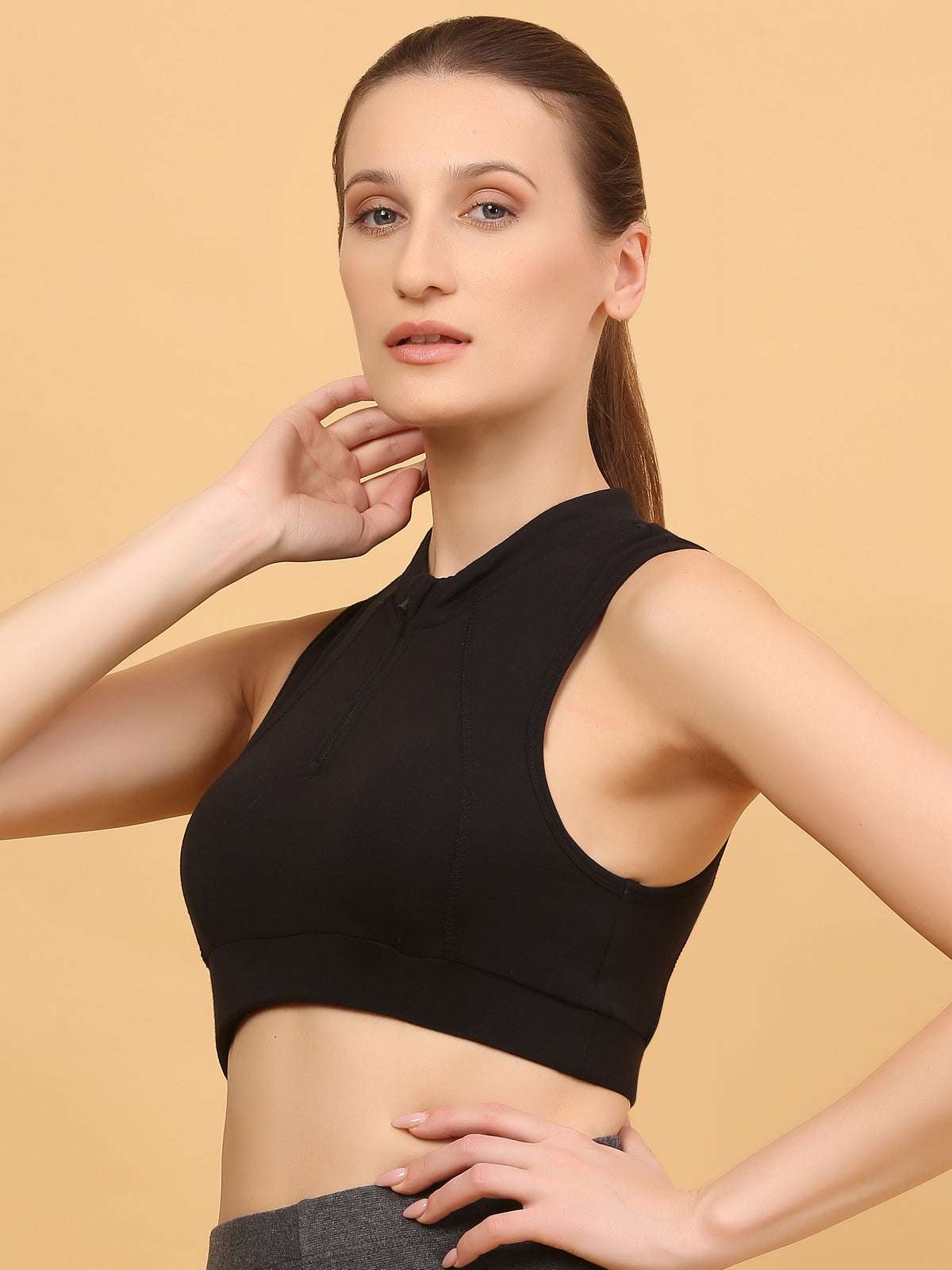 Front Zip Racerback Sports Bra