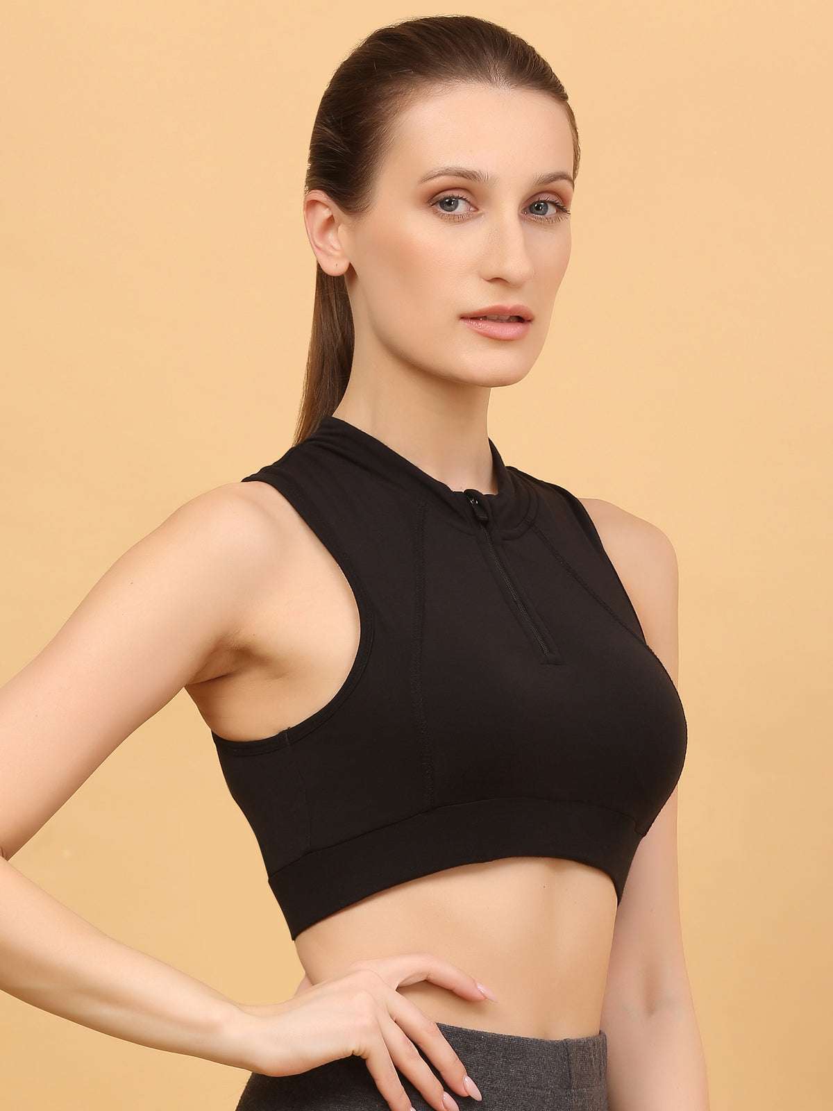 Front Zip Racerback Sports Bra