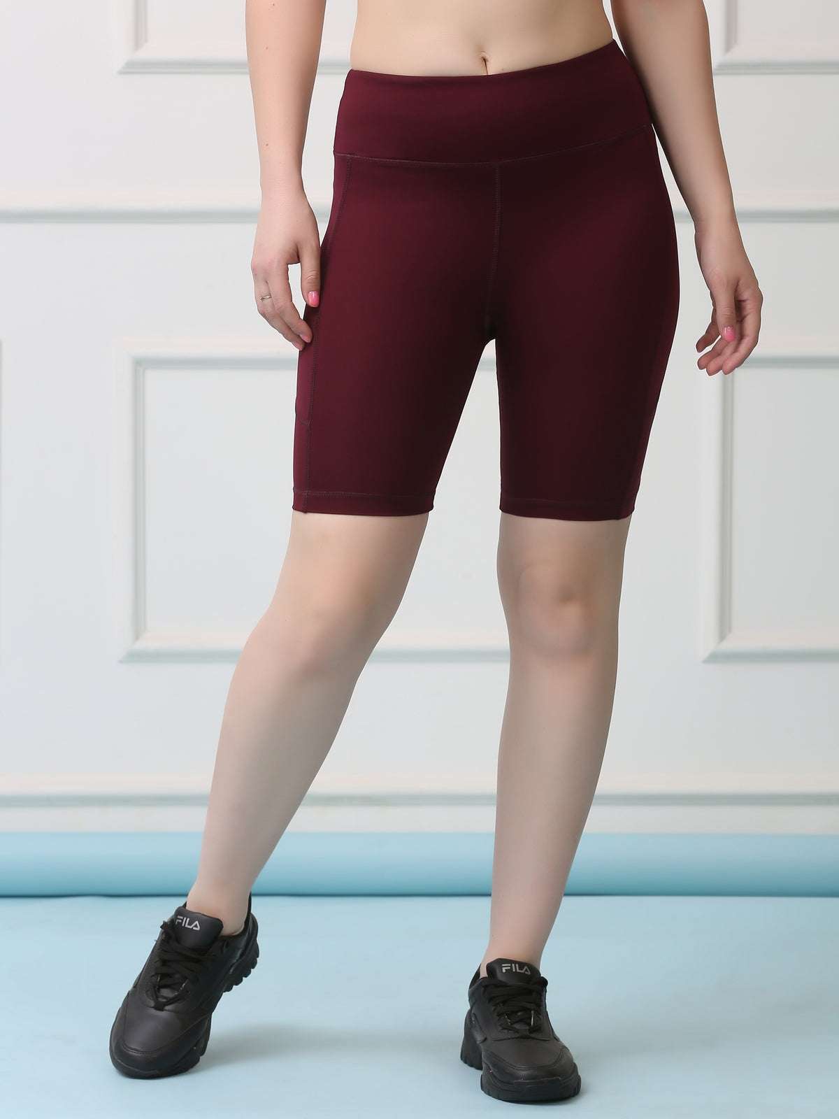 Mid Waist Stretch Fit Cycling Shorts