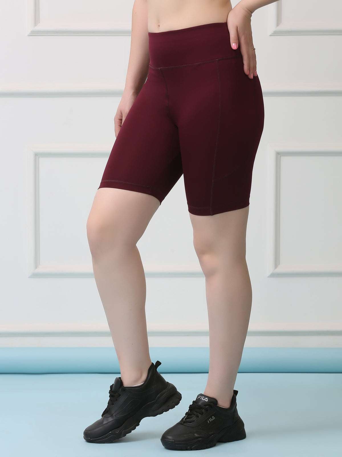 Mid Waist Stretch Fit Cycling Shorts