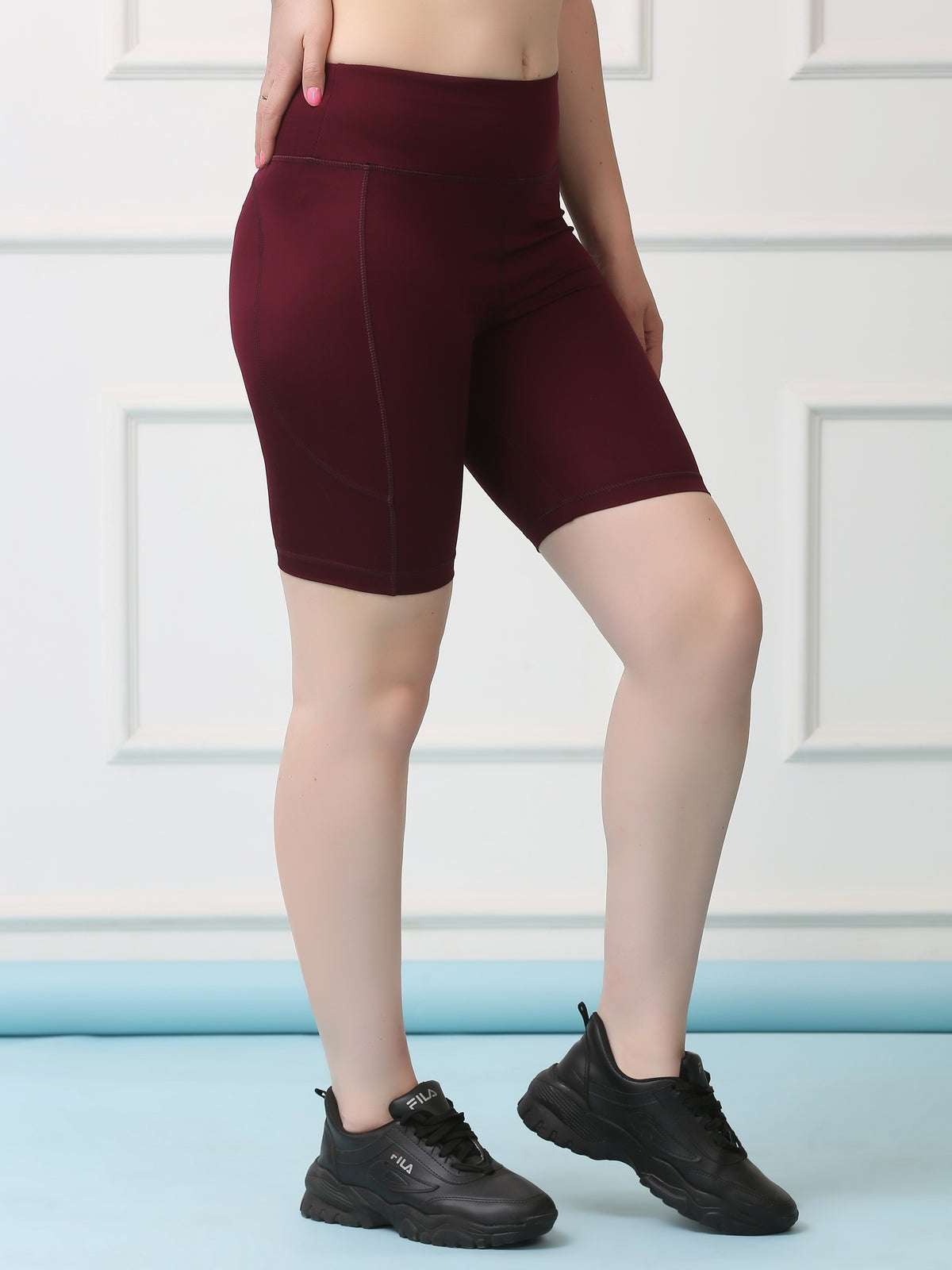 Mid Waist Stretch Fit Cycling Shorts