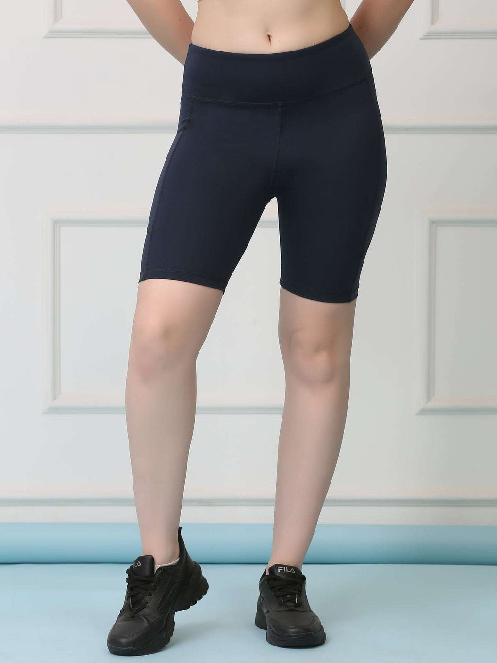 Mid Waist Stretch Fit Cycling Shorts