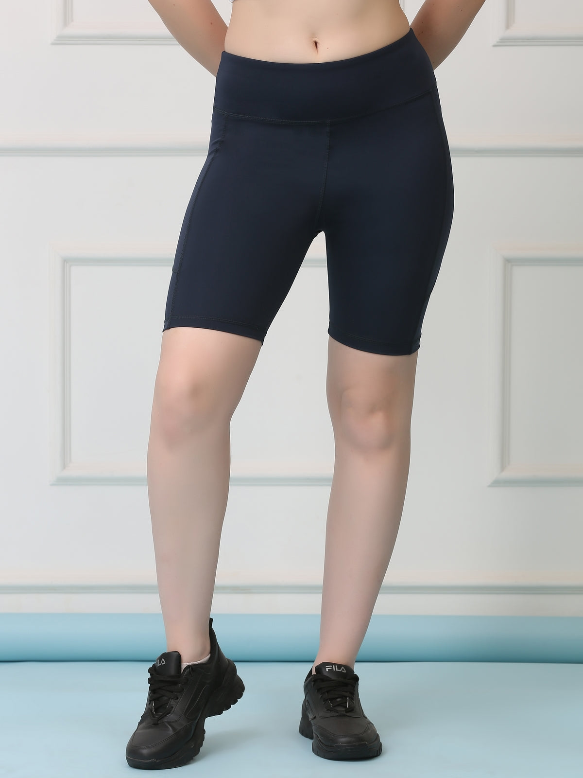 Mid Waist Stretch Fit Cycling Shorts