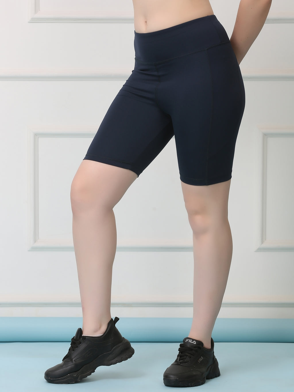 Mid Waist Stretch Fit Cycling Shorts