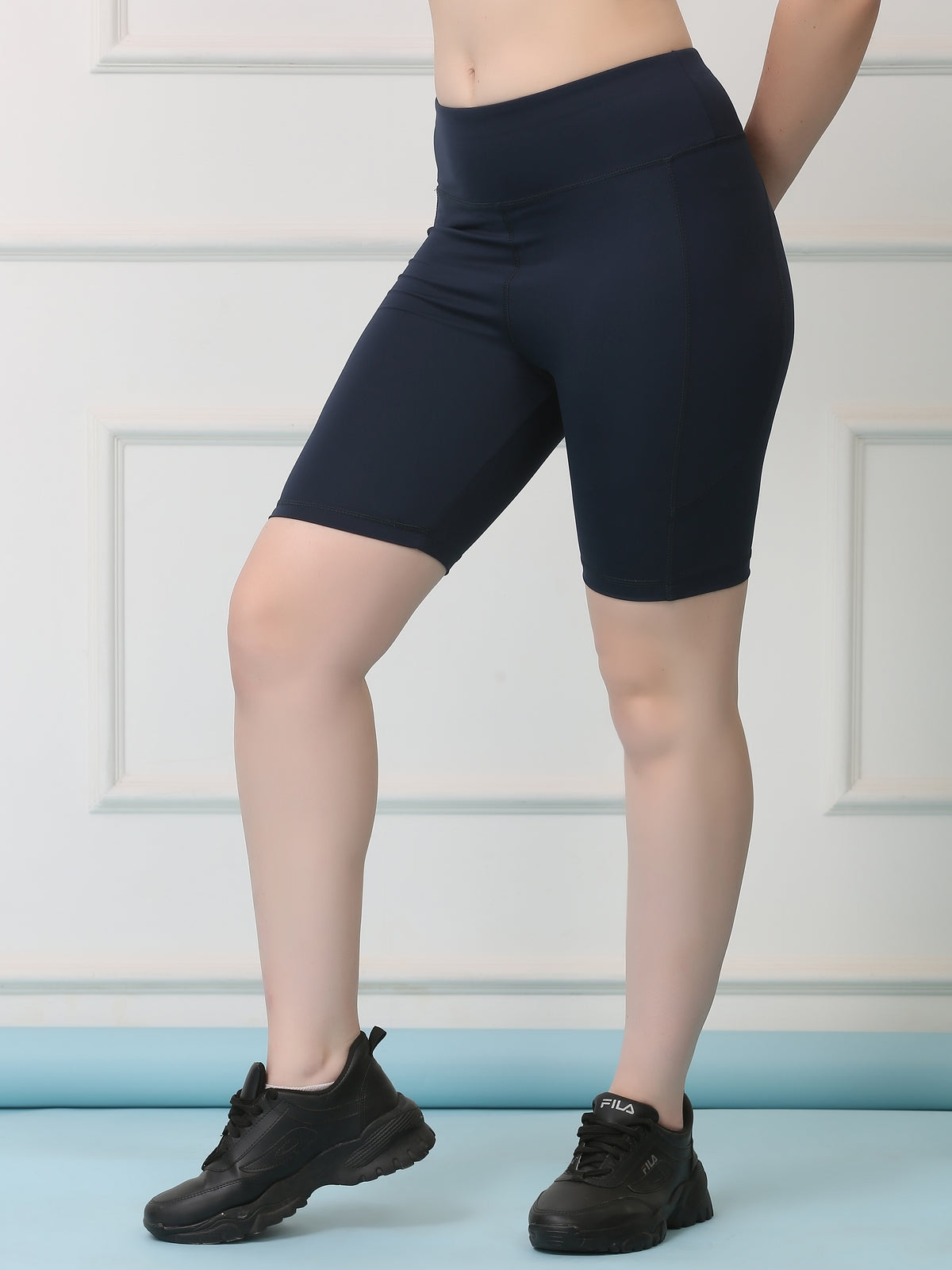 Mid Waist Stretch Fit Cycling Shorts