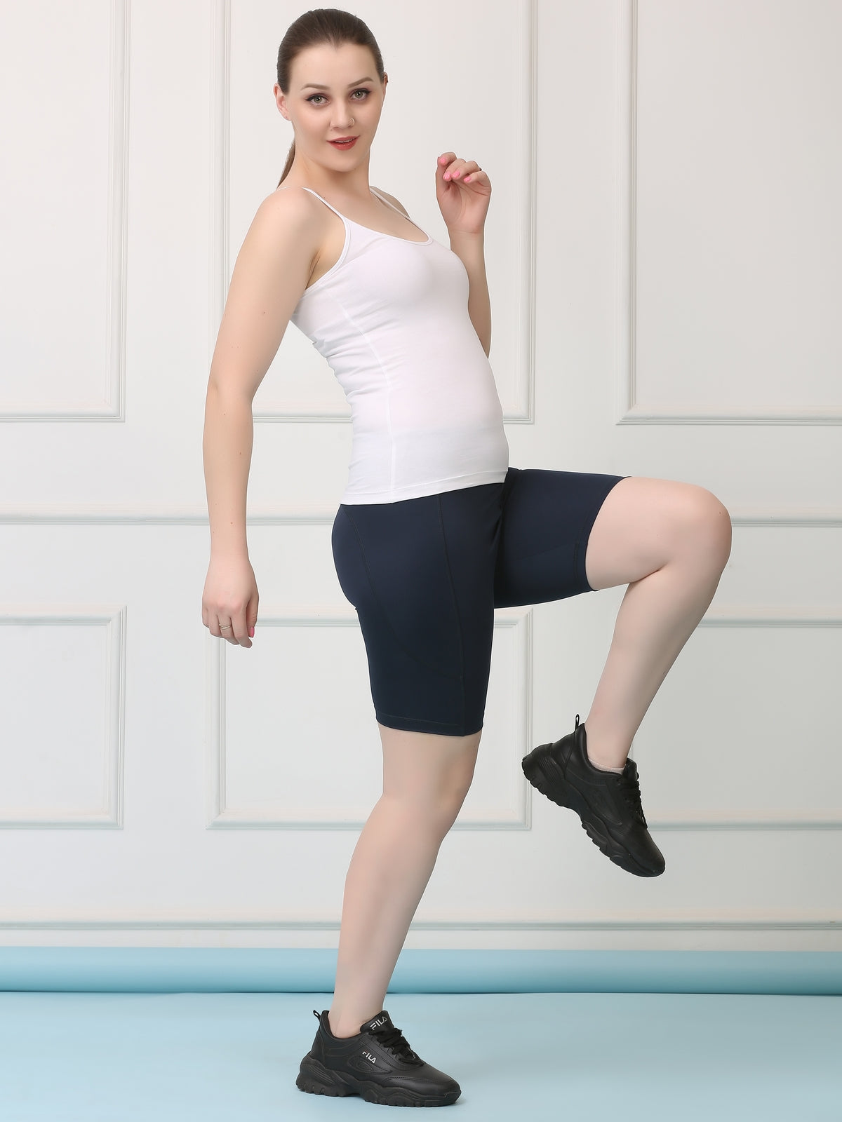 Mid Waist Stretch Fit Cycling Shorts