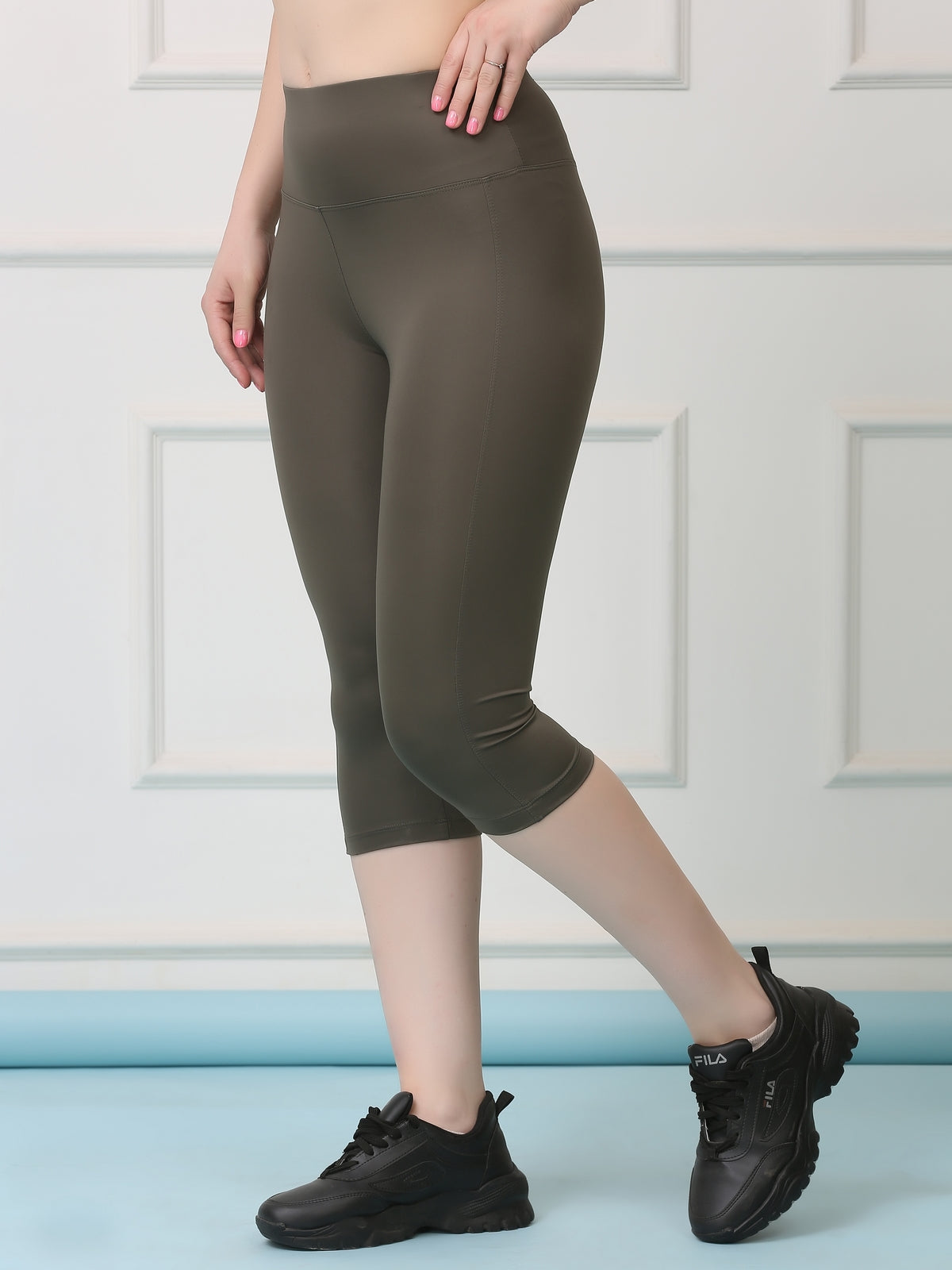 High Waist Stretch Slim Fit Capris