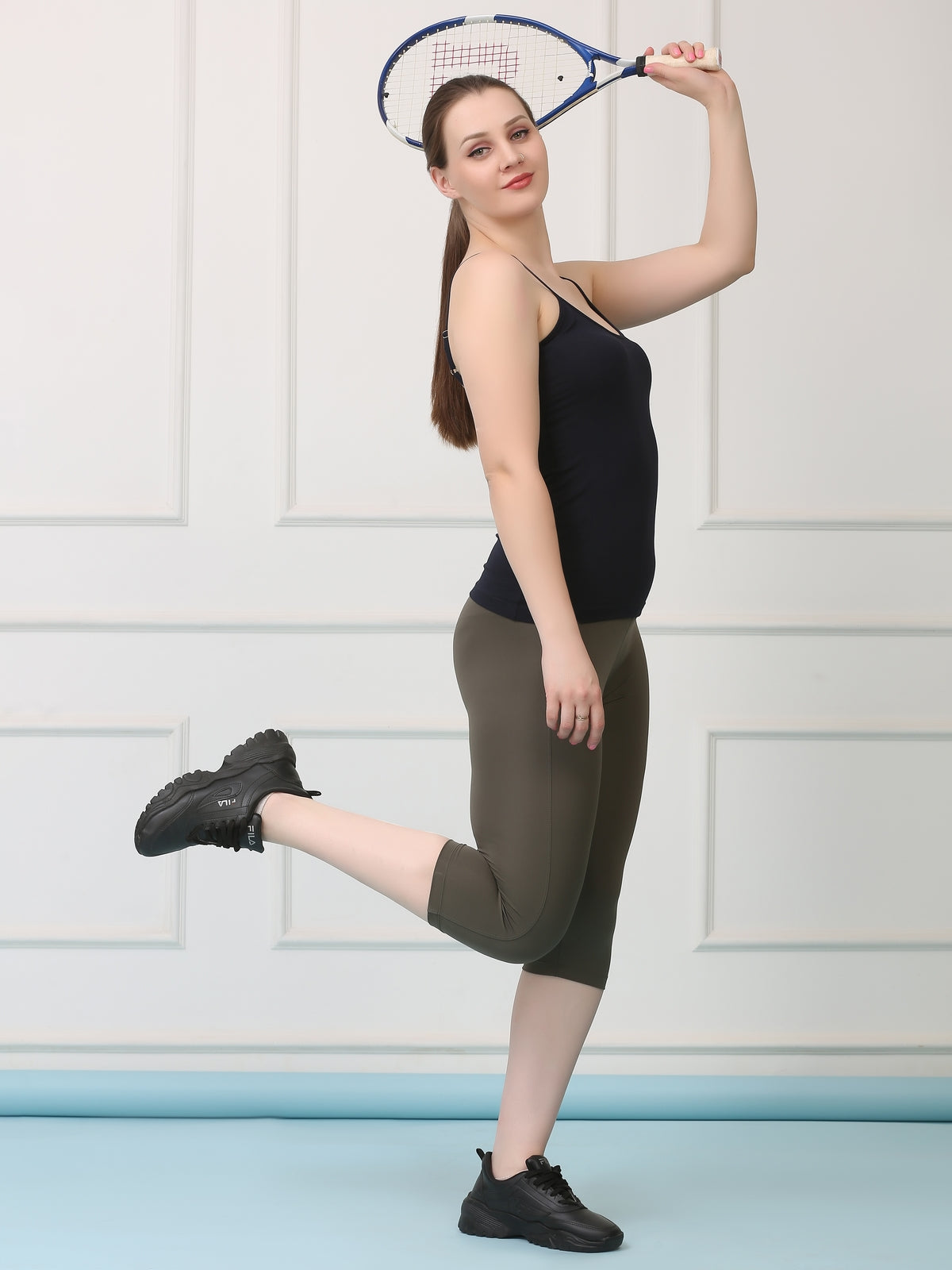 High Waist Stretch Slim Fit Capris