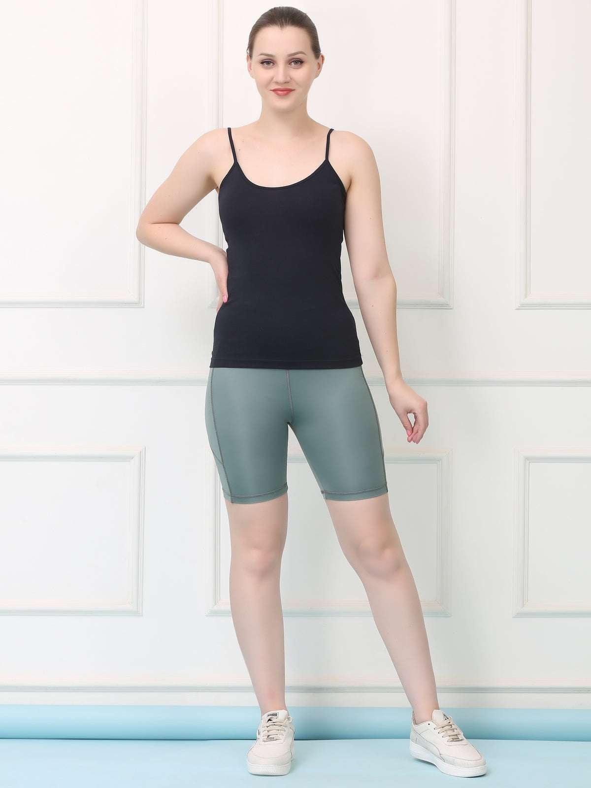 Mid Waist Stretch Fit Cycling Shorts