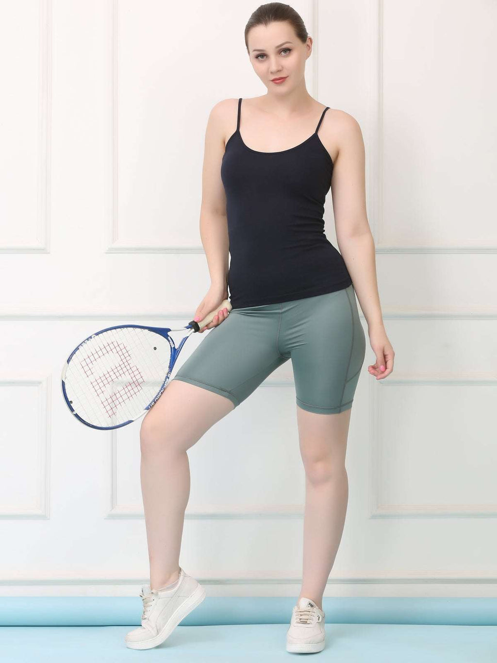 Mid Waist Stretch Fit Cycling Shorts