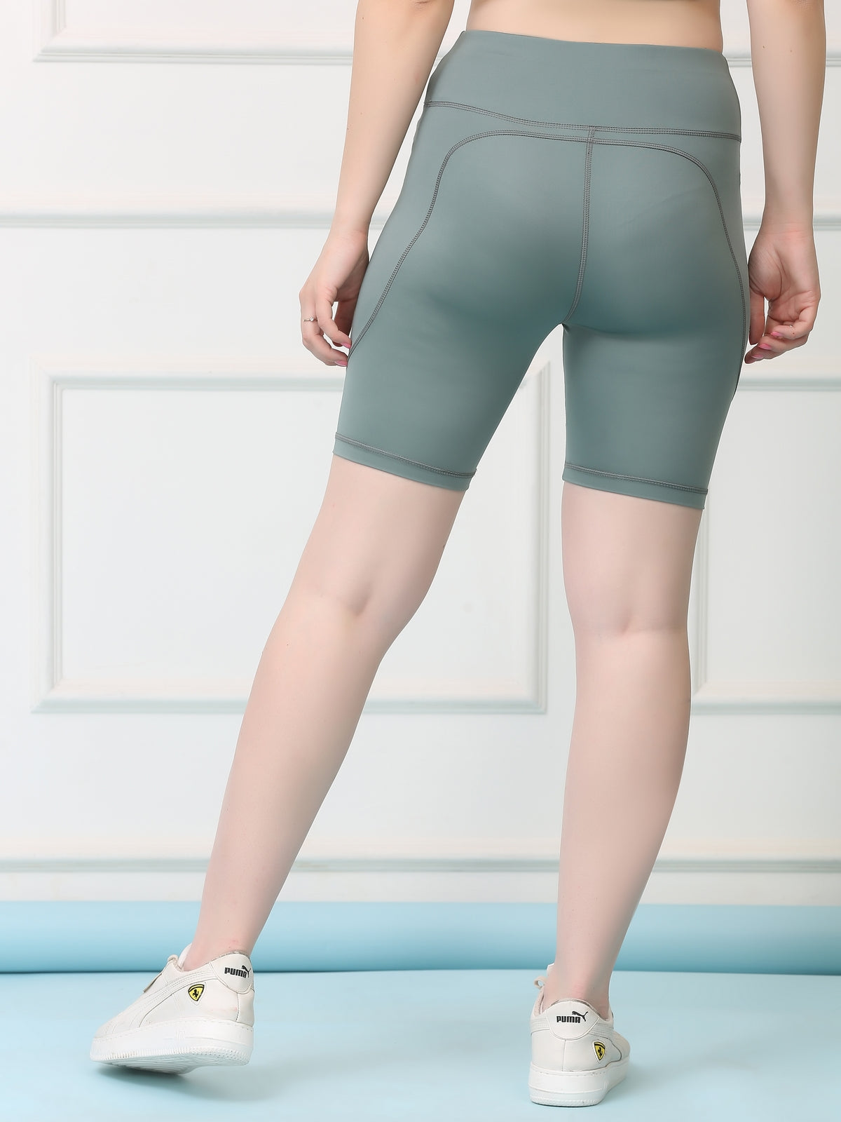 Mid Waist Stretch Fit Cycling Shorts