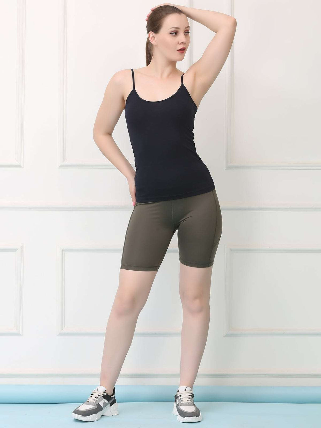 Mid Waist Stretch Fit Cycling Shorts