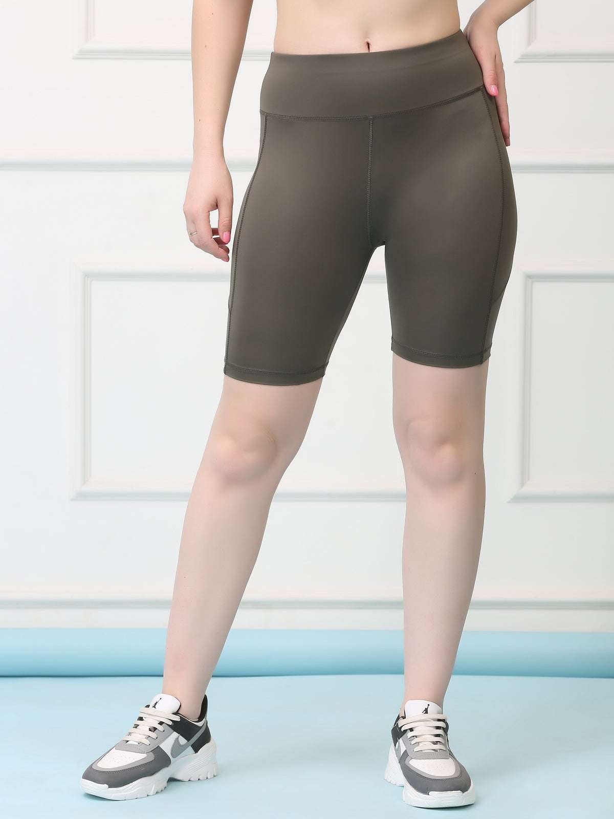 Mid Waist Stretch Fit Cycling Shorts