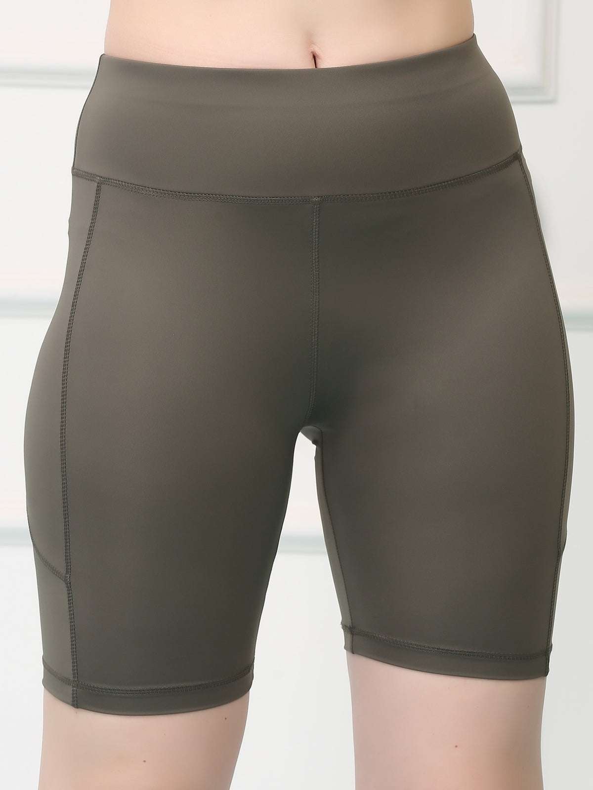 Mid Waist Stretch Fit Cycling Shorts